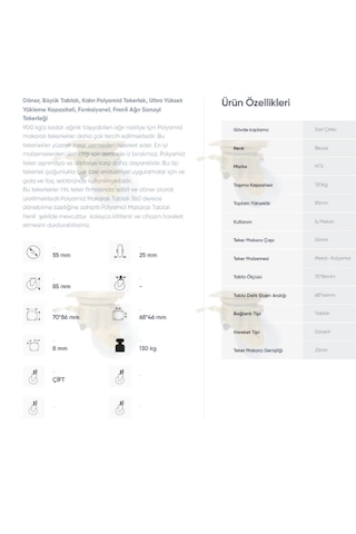 Hts 751 Ağır Sanayi Tekerlek 55mm Frenli Polyamid Teker 4 Ad.