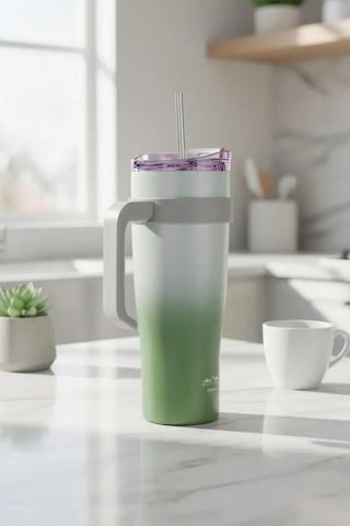 Horizon Pipetli Termos Bardak Yeşil 1000ml B6836 Yeşil
