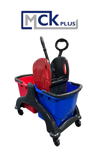 Çift Kovalı Plastik Temizlik Paspas Arabası Islak Mop Set 12 Li