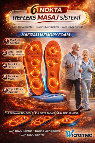 Ortopedik Tabanlık Şok Emici, Ark Ve Topuk Destekli Ayakkabı İçi Tabanlık Memory 6nokta Mt7041