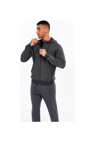 AR-MA Arma Erkek Slim Fit Interlok Kapüşonlu Sweatshirt Yandan Gizli Fermuarlı Cepli K30324989702 Gri