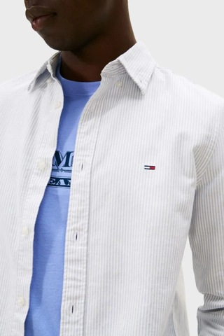 Tommy Hilfiger Çizgili % 100 Pamuk Slim Fit Uzun Kollu Gömlek Erkek Gömlek Dm0dm20668 C5x Mavi MAVİ