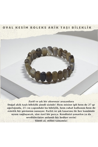 Takı Deryası Doğal Akik Taşı Kadın Bileklik Kahverengi El Yapımı Nazar Dostu Kahverengi