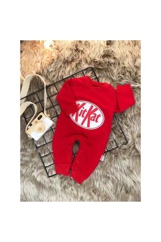 Murat Baby Kit Kat Baskılı Tulum Kırmızı