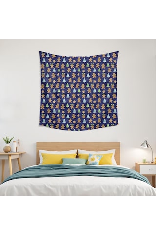 Noel Desenli 50x50 İnç Kare Duvar Halısı, Yumuşak Kumaş, Oturma Ve Yatak Odası Süslemesi İçin