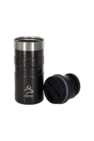 Comfort Therm Paslanmaz Çelik Benekli Siyah Termos Bardak, Mug 350ml Benekli Siyah