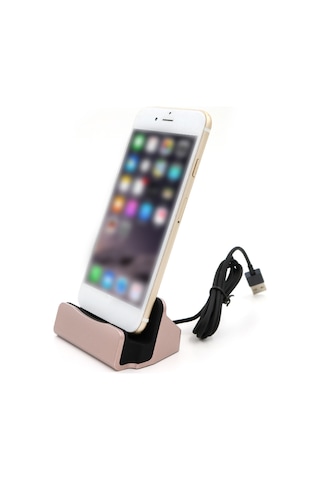 Geeksen Siyah Masaüstü Hızlı Şarj Aleti - 3 Usb Port Type-c, Android Veri Transferli Sabit Telefon Dizüstü Dock