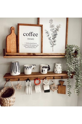 Kahve Köşesi Dekoratif Modern Terek 70 Cm 2 Li Ahşap