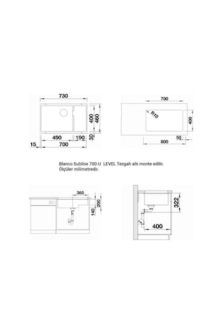 Blanco Sublıne 700-U Level Eviye (Siyah)