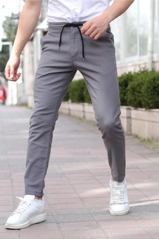 Cool Tarz Mat Gri Erkek Eganis Ipli Jogger Düğmeli Kumaş Pantolon-jggrkmpnt01r0238 Mat Gri Mat Gri