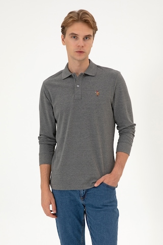 U.S. Polo Assn. Erkek Regular Fit Polo Yaka Antrasit Melanj Basic Sweatshirt 50313772-VR081