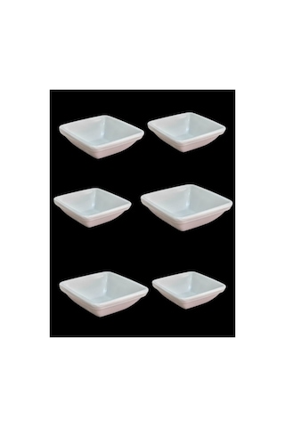 6 Adet Melamin Kare Sosluk 7x2.5 Cm Sos Ve Meze Kabı Beyaz