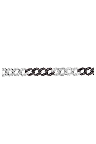 Kuyumcudukkani"siyah&beyaz Renk Taşlı Cuban Chain"bileklik- 50275-w-mıx Siyah - Beyaz
