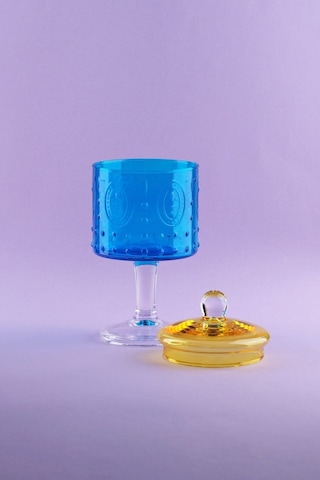 Glore Kavanoz Fleur Ayaklı Turkuaz Sarı 83323 Çok renkli