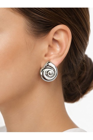 Cm Jewelry Sarmal Gümüş Renk Çelik Küpe