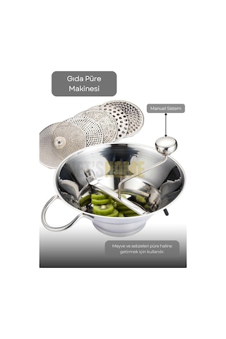 Kollu Püre Makinesi Paslanmaz Mama Yapma Makinesi Çelik Sosluk Yapma Makinesi Yedek Bıçaklı 30x13,5 Cm