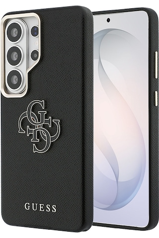 Galaxy Uyumlu S26 Ultra Kılıf Guess Lisanslı Grained Yazı Ve 4g Büyük Metal Logolu Kapak Siyah Siyah