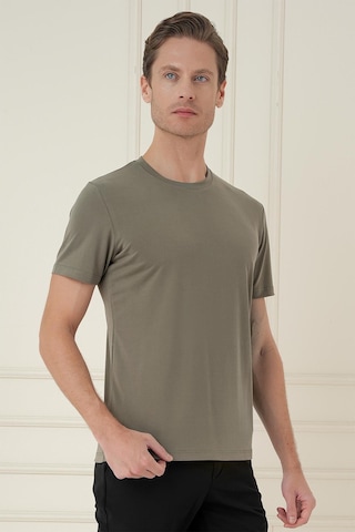 Efor Comfort Fit Bisiklet Yaka Modal Kısa Kol Casual Haki Tişört Ts 895 Haki