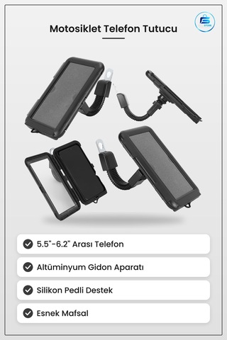 Motosiklet Smart Bar Telefon Tutucu 5.5 6.2 İnç Altüminyum Gidon Çok Renkli