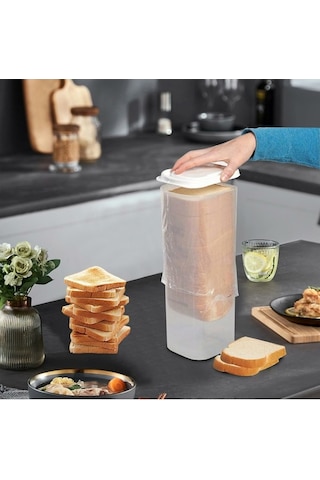 Pazly Kapaklı Hava Geçirmez Ekmek Saklama Kasesi Şeffaf Plastik Mutfak Ekmek Kutusu Bpa İçermez, Fda Yok Beyaz Beyaz