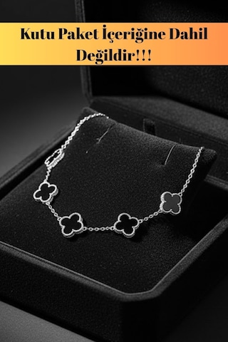 Erkek Kadın Çift Bilekliği Gece Siyahı Oniks Taşlı Form Detaylı Petal Yaprak Model Çelik Bileklik Diğer