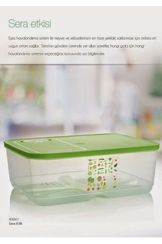 Tupperware Sera Buzdolabı Sebzelik Saklama Kabı 9.9 L