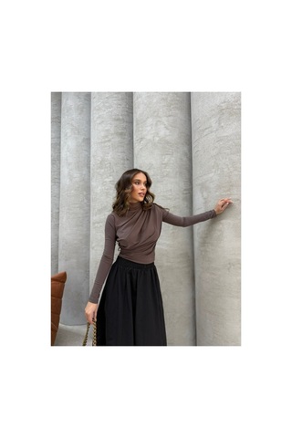 Unika Boutique Büzgülü Bluz kahverengi