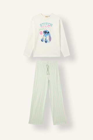 Defacto Disney Lilo & Stitch Baskılı Çizgili 2li Pijama Takımı Kız Çocuk I6047a826wnwt34 Beyaz-wt34