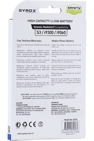 Syrox Samsung Uyumlu Galaxy S3 İ9300 S3 Neo Batarya Pil 2100 Mah