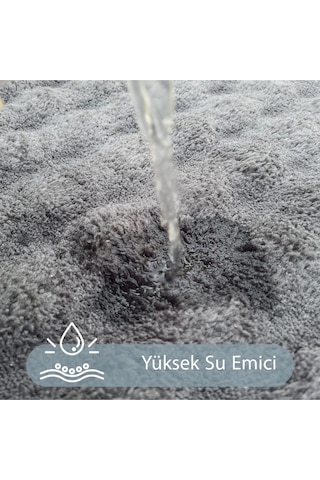 Bubble Antrasit Büyük Banyolar İçin 2'li Banyo Paspas Seti Kaymaz Tabanlı Yıkanablir Klozet Takımı Antrasit