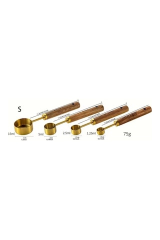 Perotti Vasto Gold Ahşap Saplı 4 Lü Ölçü Kaşığı Küçük Boy 17742 Gold