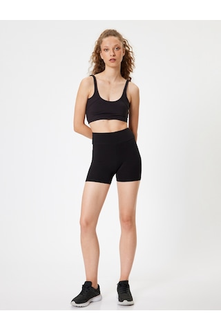 Koton Spor Kısa Biker Tayt Yüksek Bel Slim Fit Siyah 4sak40373nk SiYAH Siyah
