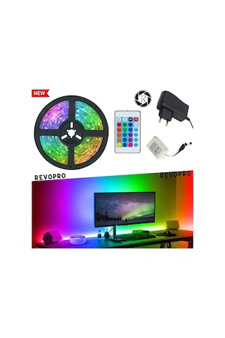 5 Metre Rgb Şerit Led Aydınlatma Seti - Tak Çalıştır Ambiance Light - Uzaktan Kumandalı Ve Adaptörlü Çok Renkli