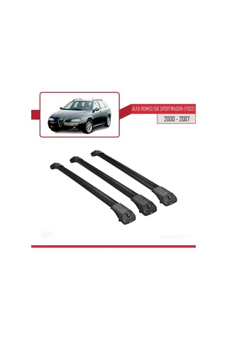 Alfa Romeo 156 Sportwagon T932 2000-2007 Arası İle Uyumlu Ace-1 Ara Atkı Tavan Barı Siyah 3 Adet Bar