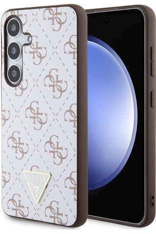 Galaxy S24 Uyumlu Kılıf Guess Lisanslı Pu Üçgen Logo 4g Desenli Kapak Siyah
