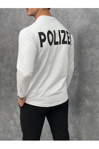 Modefendi Yarım Oversize Yazı Detaylı Sweat Beyaz