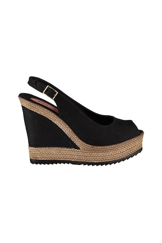 Fox Shoes Siyah Kadın Dolgu Topuklu Ayakkabı 9674070805 Siyah