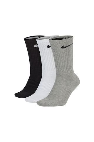 Nike Everyday Pamuklu Unisex Siyah-gri-beyaz 3'lü Çorap