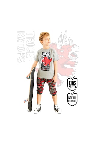 Triceratops Erkek Çocuk T-shirt Kapri Şort Takım