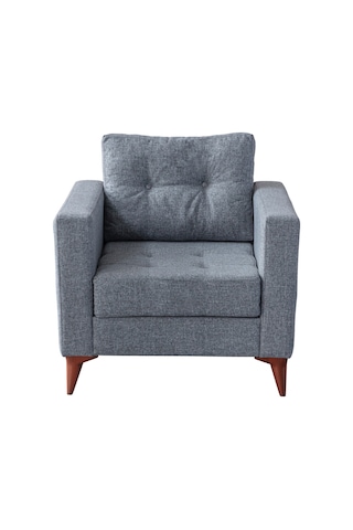 Eymense Kraft Gri Minderli Tekli Koltuk Berjer Gri