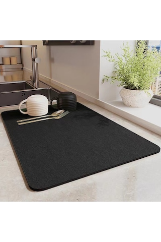 Vkemall Siyah Gipsitli Mutfak Lavabo Sıvı Emici Mat - Isı Yalıtımı, Su Emme Özelliği - 50x80 Cm Masa, Bar, Kahve Makinesi Altı Kullanıma Uygun