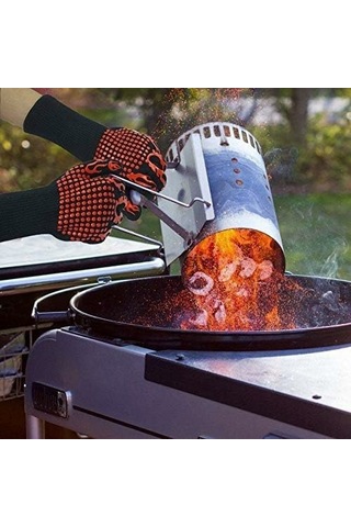 Hangfox 800 C Isı Dayanıklı Mutfak Eldiveni - Mavi 26cm - 2 Adet, Barbekü/pişirme/grill Koruması, Yumuşak Pamuk Döşeme, Makine Yıkama Uygun Çok Renkli