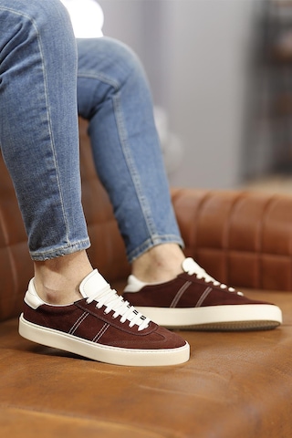 Shoetyle - Koyu Kahverengi Hakiki Süet Bağcıklı Erkek Sneaker 666-3071-1248 Kahve Rengi
