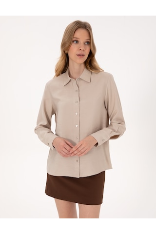 Pierre Cardin Kadın Vizon Gömlek Desenli 50318219-vr052 Vizon