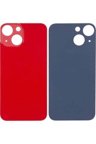 Apple Uyumlu iPhone 13 Mini Logolu Arka Pil Batarya Kapağı, Lens Hariç. Kırmızı