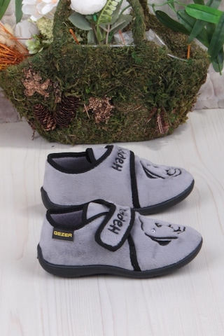 Fort 3426 Gz Köpek Figürlü Anaokulu Kreş Ev Erkek Çocuk Panduf Ayakkabı Gri