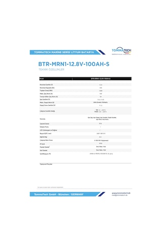 Tommatech Abs+pc Kasa 12.8v 100ah Lfp Marine Batarya