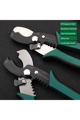 Skycity Elektrikçi İçin Çok Fonksiyonlu Telsizleyici Ve Kablosunucusu - Yeşil-siyah, 1.29-3.26mm Aralığı, 65 Çelik Malzeme