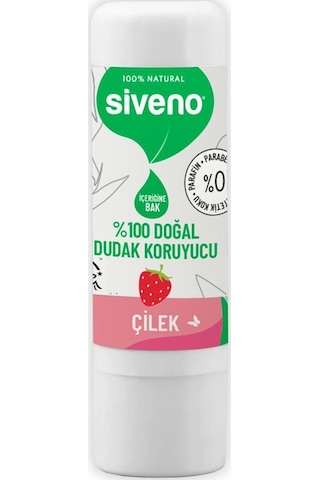 Siveno %100 Doğal Dudak Koruyucu Çilek Bitkisel Lip Balm Dudak Kremi Nemlendirici Parlatıcı Onarıcı 6 G