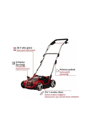 Einhell GE-SC 36/35 Li - Solo, Akülü Çim Havalandırma (Akü ve şarj Hariç - 3420680